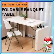 Foldable Table self pickup available HDPE Portable Folding Tables Travel Outdoor Banquet Table Event Catering Buffet