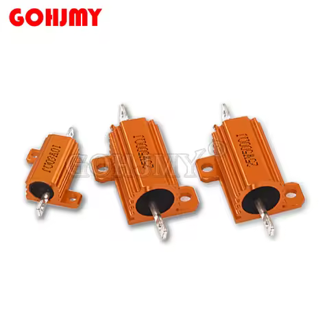1PCS RX24 5W 10W 25W 0.01~30K Aluminum Power Metal Case Wirewound Resistor 1R 2R 5R 8R 10R 20R 100R 