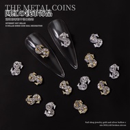 Wholesale Manicure Jewelry Gold Silver Dollar Symbol Coin Nail Light Luxury Flashing Diamond Three-D