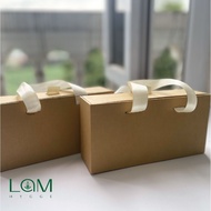 Gift Box 20 / 10 kraft Handbag Style With Straw Lining And vintage Card - Birthday Gift Box