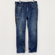 Levi's 511 牛仔褲/破洞牛仔褲，拉鍊門襟，靛藍色，W34 碼，古著。