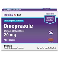 HealthCareAisle Omeprazole 20 mg – 42 Delayed-Release Tablets – Acid Reducer, Treats Frequent Heartb