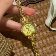 Agete Same Style Retro Small Gold Watch Octagonal Mini Dial Medieval Style Quartz Watch Bracelet Wat