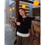 GONEGANI OFFICIAL - Women's Ruffle Top Made of Premium Cotton Stretch Itzy T-shirt