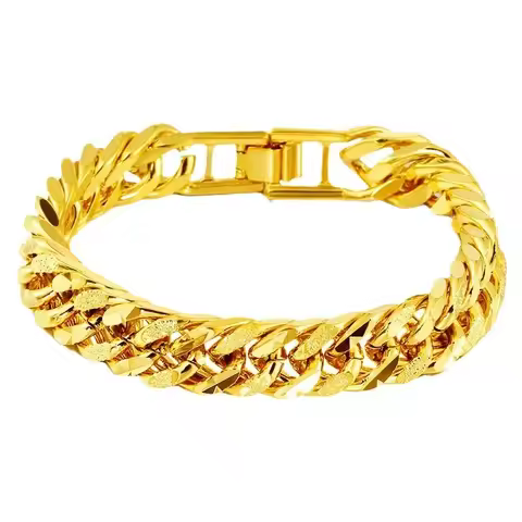 12MM 999 Real Pure Bracelet for Men Women Chain Bracelet Bangles Wristband African Gold Fine Jewelry