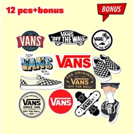 Stiker Sticker Paket isi 12 PCS Distro Brand Case Phone LOGO VANS RED BLACK Band Aesthetic Grosir Mu