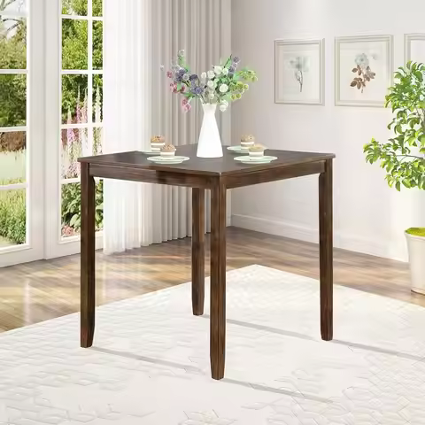 Walnut Square Dining Table or 4, Counter Height Kitchen Table for Small Spaces, Dining Room