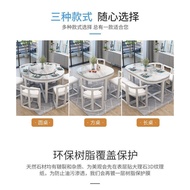 Marble Dining Tables and Chairs Set Square Solid Wood Dining Table Simple Modern Small Apartment Home Dining Table Internet Celebrity Invisible