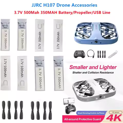 JJRC H107 Mini RC Drone Battery 3.7V 500Mah 350MAh Battery Propeller USB Line For JJRC H107 Drone Ac