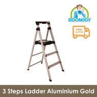 BOOMJOY Ladder / 3 steps ladder/ Household Ladder / Home Ladder/ Aluminium Gold 3 Steps [FREE SHIPPING]