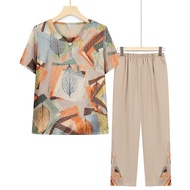 【ks1110.my】 Mother's Day Gift: Chiffon Two-Piece Set for Middle-Aged Wome 【0615EqPmn886F】