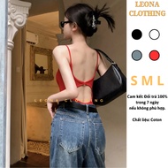 Two-strap Bodysuit with cutout back, round studs - A53 - Leona Clothing