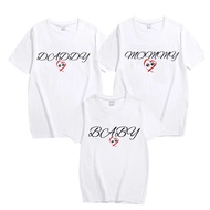 Family Matching Footprint Design Short Sleeve T-Shirts - Casual Wear for Dads, Moms & Kids