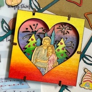 【客製化 似顏繪】木製│木劇場小夜燈 小木燈│電池盒│城堡款