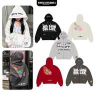 Cotton feltJacket Embossed printing Boxy Millon D0llar Jacket FAFIC studio cotton felt 2-way zipper 