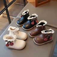 Sz16-26 [+Socks] Children's boots girls winter shoes kids lined with thin, soft FUR for girls, SUPER