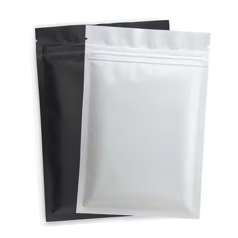 50pcs Matte Black White Heat Sealable Plastic Flat Mouth Ziplock Packaging Bag Smell Proof Aluminum