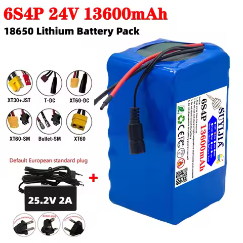 6s4p 24V 13600mAh 18650 Lithium Battery 25.2v 13.6Ah Moped Electric Li-ion Rechargeable Battery Pack