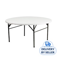 HOUZE 122cm HDPE Folding Table with Black Legs - White