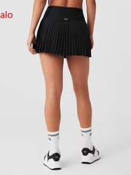 【ALO】 Alo Pleated Skirt Yoga High Waist Hair Bare Tennis Skirt Pocket Double Non-Slip Golf Skirt 【Ho