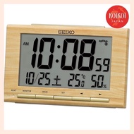 Seiko Clock Alarm Clock Radio Wave Digital Calendar Light Brown Wooden 91×148×47mm SQ799B