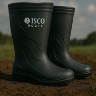 [PREMIUM ORIGINAL] BLACK Rubber Boots Isco Waterproof Construction Shoes Anti-Slip/ Project Shoes Mu