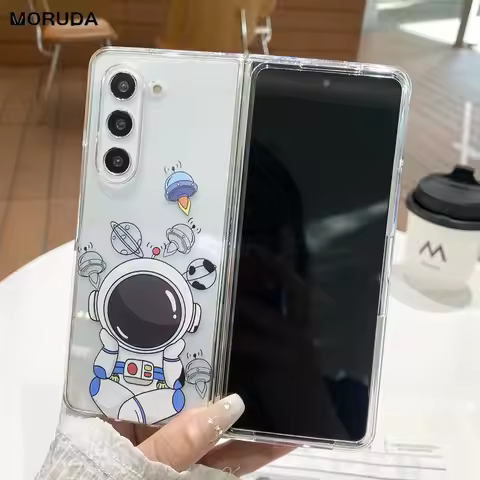 Cute Cartoon Astronaut Case For Samsung Galaxy Z Fold 5 4 3 2 1 Space Man Clear Cover For Samsung z 
