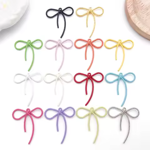 10pcs 37*42mm Colorful Bowknot Charms, Metal Pendants for DIY Bracelets Necklaces Earrings Jewelry M
