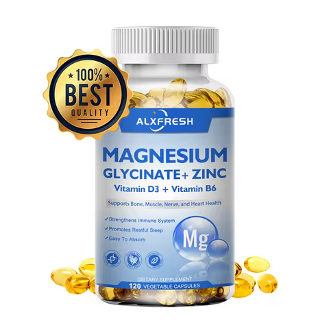 Magnesium Glycinate Capsules 500mg with Zinc,Vitamin D3 B6 Brain, Memory, Focus, Sleep, Calm Support