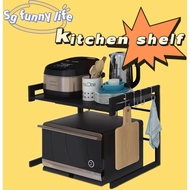 SG STOCK😀-Kitchen Rack Microwave Shelf Kitchen Organizer Rack Microwave Oven Stainless Steel Rack PREORDER