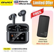 Awei T56 ANC + ENC Wireless Earbuds Touch Screen Earbuds Headphone Noise Cancellation Earphone Awei 