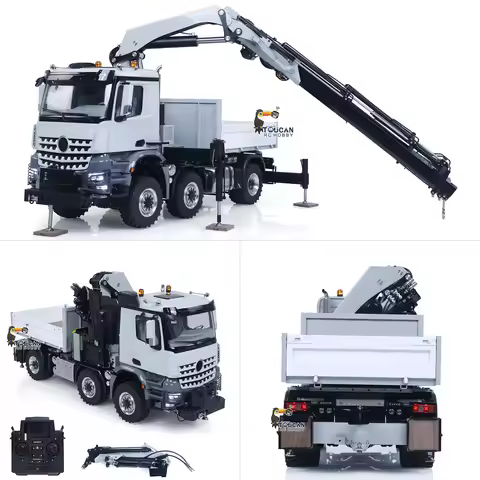 1/14 4151 AK 6*6 Metal RC Tractor Truck with Hydraulic Crane Fly Jib Arm Bucket Radio Control Farm C