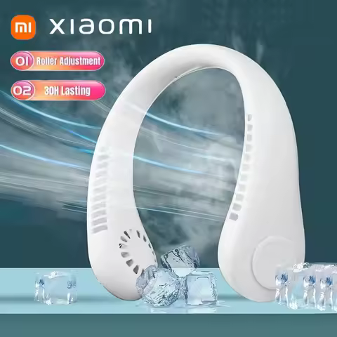 Xiaomi New Mini Neck Fan Portable Bladeless Hanging Neck 1200mAh Rechargeable Air Cooler 3 Speed Min