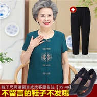 Middle-aged and elderly summer dress female mother dressed in shirt suit old man clothes old lady sp