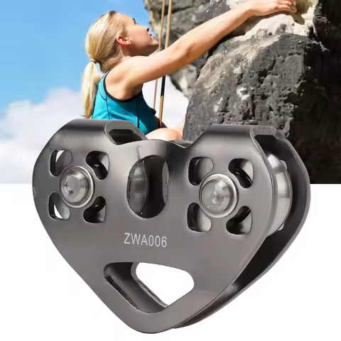 Climbing Pulley Zipline Swivel Pulley Rock Climbing Aluminum with Tandem Speed Double Trolley for Mo