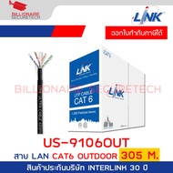 LINK US-9106OUT CAT 6 UTP PE OUTDOOR w/Filler 23 AWG (Double Jacket) Black 305 M./Pull Bx. BY BILLIO