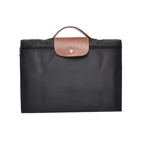 LONGCHAMP Le Pliage Canvas With Leather Trim Briefcase Handbag Clutch Trumpets Women's Black 2182089