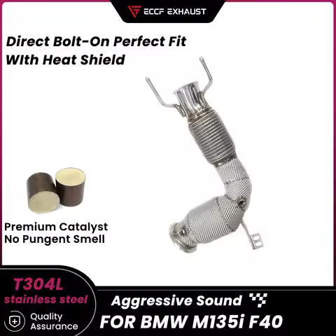 Sporty Downpipe With Heat Shield For BMW M135i F40 Aggressive Exhaust Sound High Flow Easy Installat