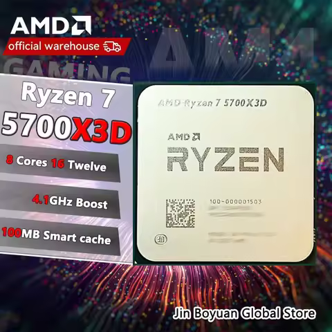 New AMD Ryzen 7 5700X3D R7 5700X3D 4.1 GHz 8-Core 16-Thread CPU 7NM L3=96M 100-000001503 Socket AM4 