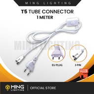 LED T5 Connector 2 Pin EU Plug Cable Tube Light 3-Pin Cord Wire Wayar Lampu Siling Hiasan Kabel Ligh