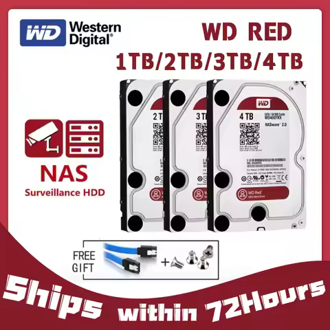 WD Red NAS 4TB 3TB 3.5" Internal Hard Drive HDD SATA 6GB/S 2TB 1TB SATA 64 MB Cache HDD For Desktop
