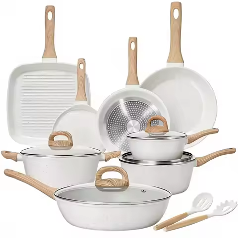 25-Piece Nonstick Ceramic Cookware Set Healthy Non-Toxic Induction Compatible Large Capacity