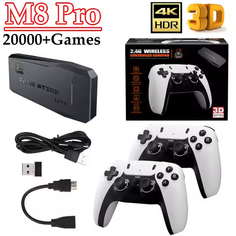 M8 PRO Video Game Console 2.4G Double Wireless Controller Game Stick 4K 20000 Games 32/64/128GB Retr