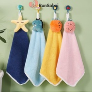 RunSabai Hand Towel Cute Children'S Hand Towel Dry Handkerchief Absorbent Kitchen Wiper Cloth Coral 