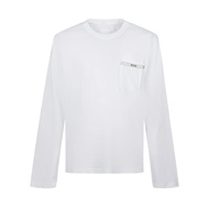 TN6K Moschin * Early Autumn Men's Pocket Webbing Label Long-Sleeved T-Shirt Retro Simple Basic Round