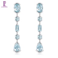 3.5 Carats Genuine Sterling Silver 925 Drop Earrings Natural Aquamarine Drop Earrings Blue Gemstone 