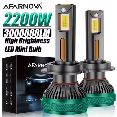 H7 H4 H11 H1 H8 H9 9005 9006 LED Headlights Bulbs 2200W 3000000LM 4 Copper Tubes Turbo Fan 12V Plug&