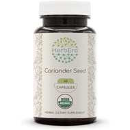 HerbEra Coriander Seed 60 Capsules, 500 mg, USDA Organic Coriander Seed Dried Seed (60 Capsules) LQP