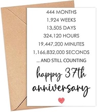 Happy 37Th Anniversary Card, Valentines Day Card, 37 Years Together Anniversary, Wedding Anniversary