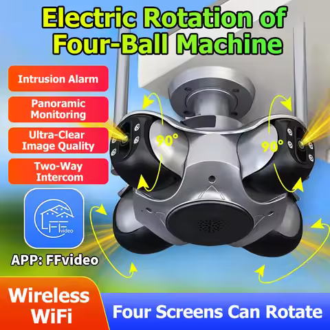 10K 20MP Four Screen WiFi Security Camera Wireless CCTV Auto Tracking Smart Four Lens PTZ Surveillan